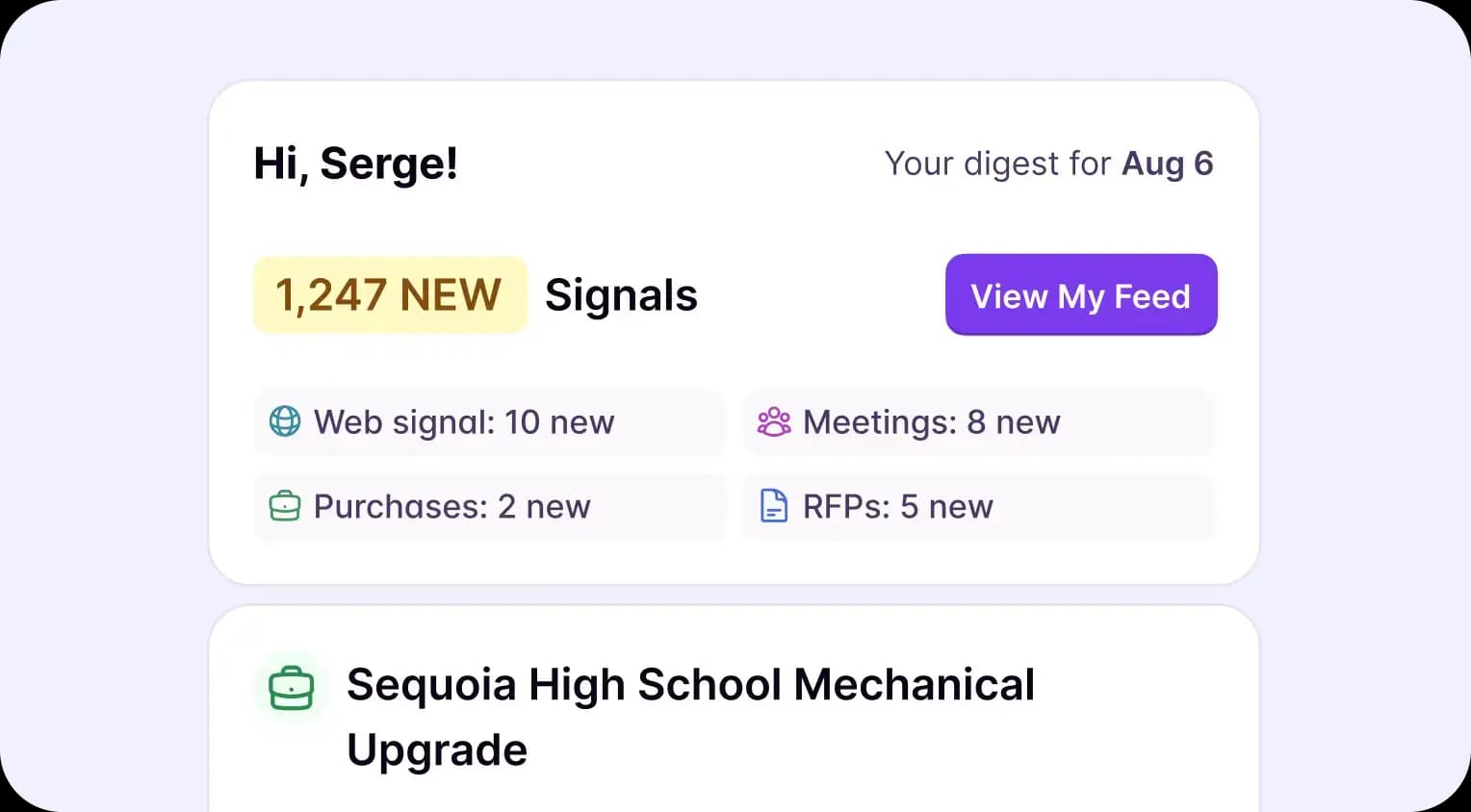 Starbridge Buying Signal Monitor surfacing stacked buying signals for an account